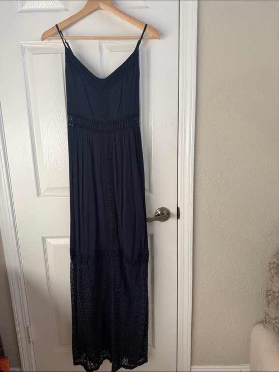 Abercrombie & Fitch Dresses & Skirts - Abercrombie & Fitch Navy Crochet-Trim Maxi Dress